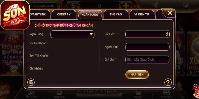 Nạp tiền Sunwin nhanh chóng an toàn chỉ vài bước đơn giản